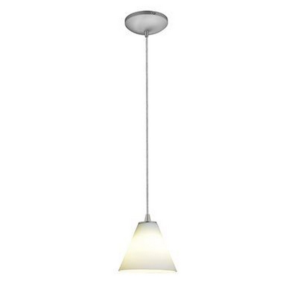 Access Lighting-28004-4C-BS/WHT-Martini-12W 1 LED Cord Pendant-7 Inches Wide by 6 Inches Tall Brushed Steel White Oil Rubbed Bronze Finish