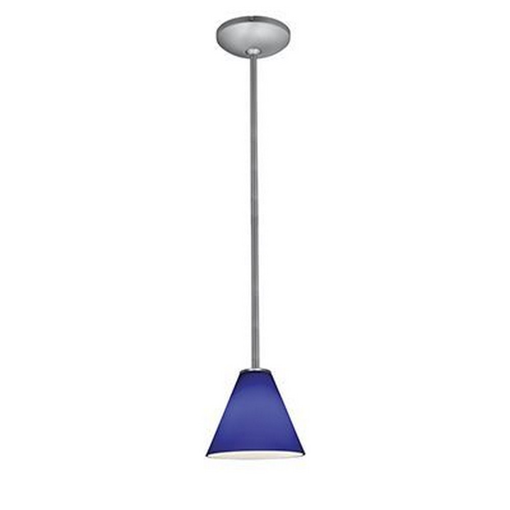 Access Lighting-28004-4R-BS/COB-Martini-12W 1 LED Rod Pendant-7 Inches Wide by 6 Inches Tall Brushed Steel Cobalt Oil Rubbed Bronze Finish