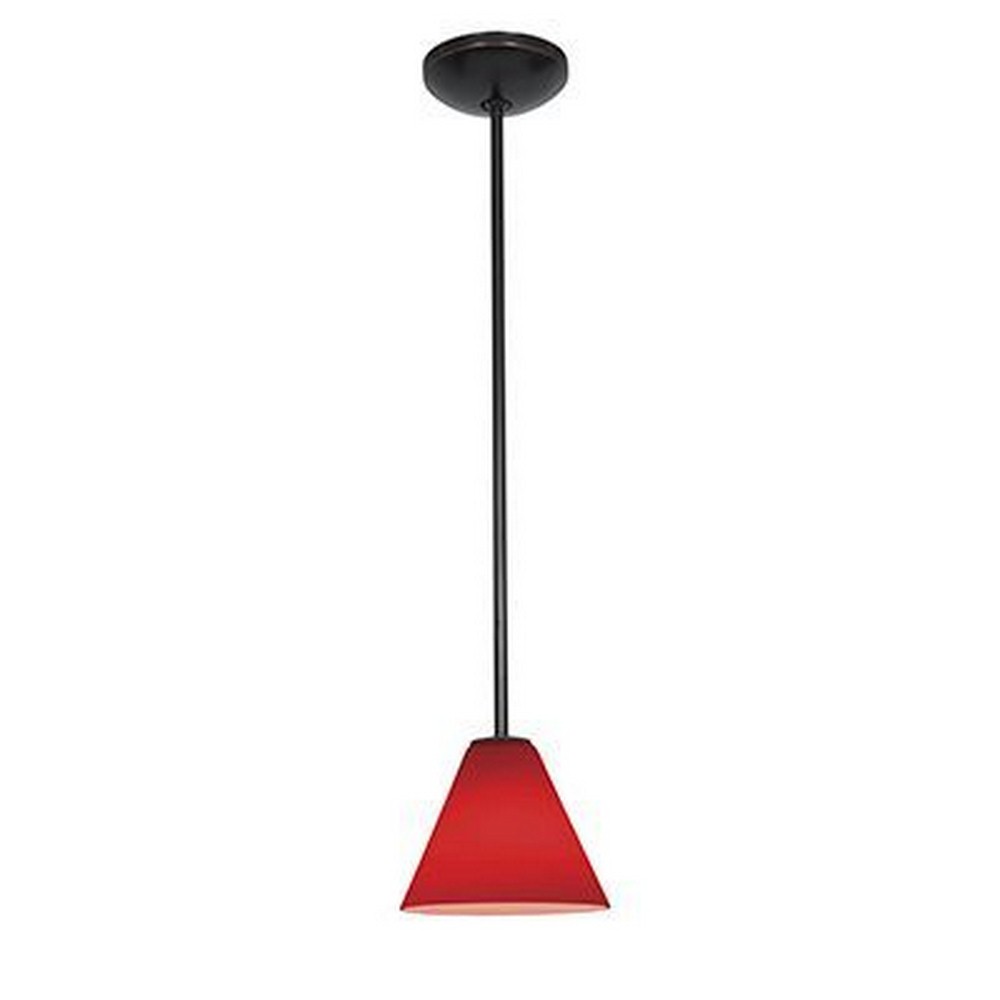 Access Lighting-28004-4R-ORB/RED-Martini-12W 1 LED Rod Pendant-7 Inches Wide by 6 Inches Tall Oil Rubbed Bronze Red Oil Rubbed Bronze Finish