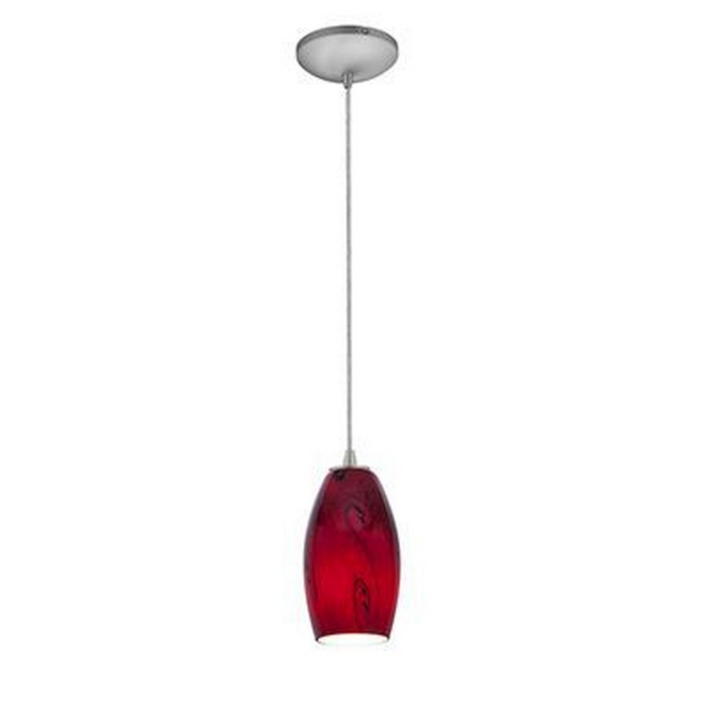 Access Lighting-28011-3C-BS/RUSKY-Merlot-11W 1 LED Cord Pendant-3.5 Inches Wide by 8 Inches Tall Red Sky  Brushed Steel Finish
