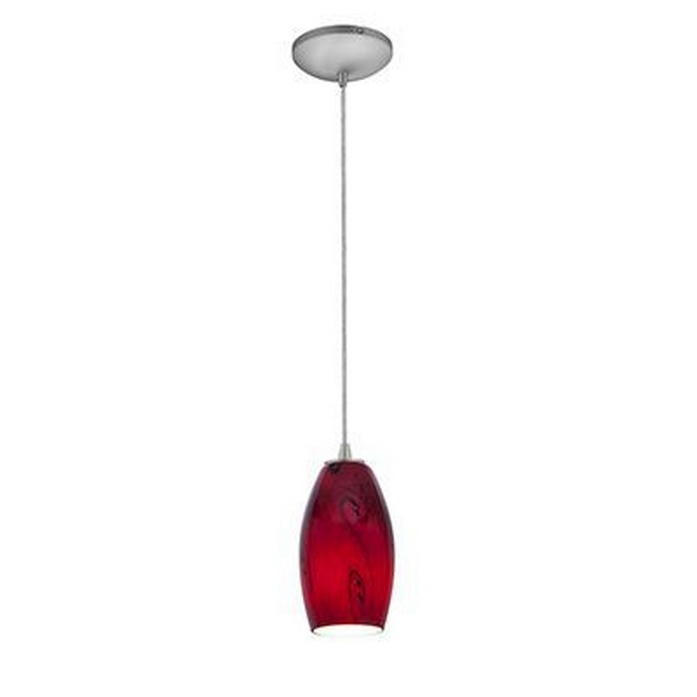 Access Lighting-28011-3C-BS/RUSKY-Merlot-11W 1 LED Cord Pendant-3.5 Inches Wide by 8 Inches Tall Brushed Steel  Oil Rubbed Bronze Finish