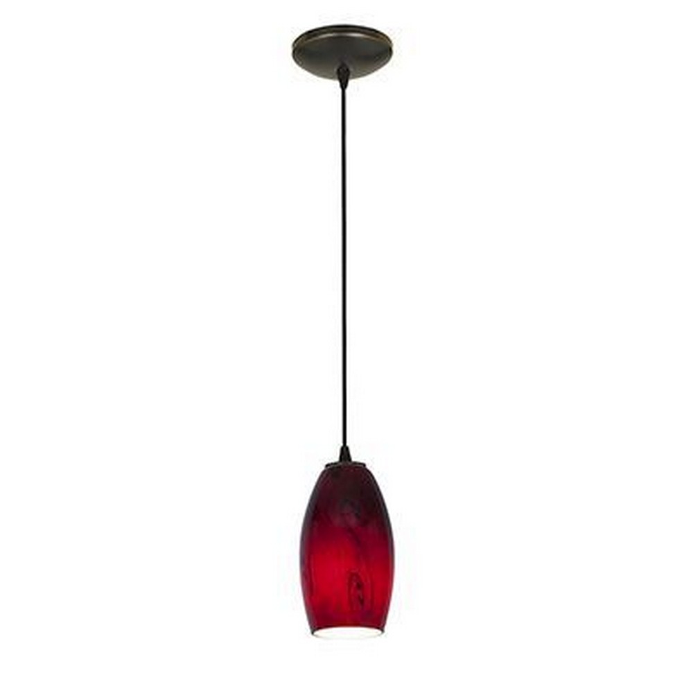 Access Lighting-28011-3C-ORB/RUSKY-Merlot-11W 1 LED Cord Pendant-3.5 Inches Wide by 8 Inches Tall Red Sky  Oil Rubbed Bronze Finish