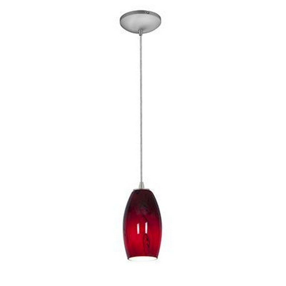 Access Lighting-28011-4C-BS/RUSKY-Merlot-12W 1 LED Cord Pendant-3.5 Inches Wide by 8 Inches Tall Brushed Steel  Oil Rubbed Bronze Finish