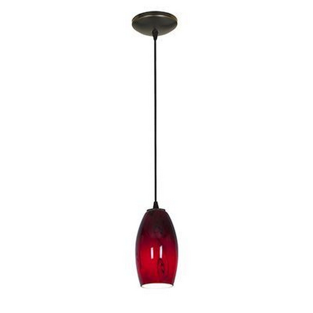 Access Lighting-28011-4C-ORB/RUSKY-Merlot-12W 1 LED Cord Pendant-3.5 Inches Wide by 8 Inches Tall Red Sky  Oil Rubbed Bronze Finish