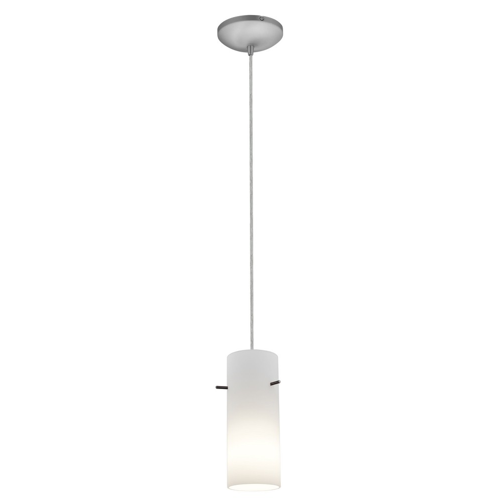 Access Lighting-28030-1C-BS/OPL-Sydney-One Light Cylinder Pendant (Cord Hung)-4 Inches Wide By 10 Inches Tall   Brushed Steel Finish with Opal Glass