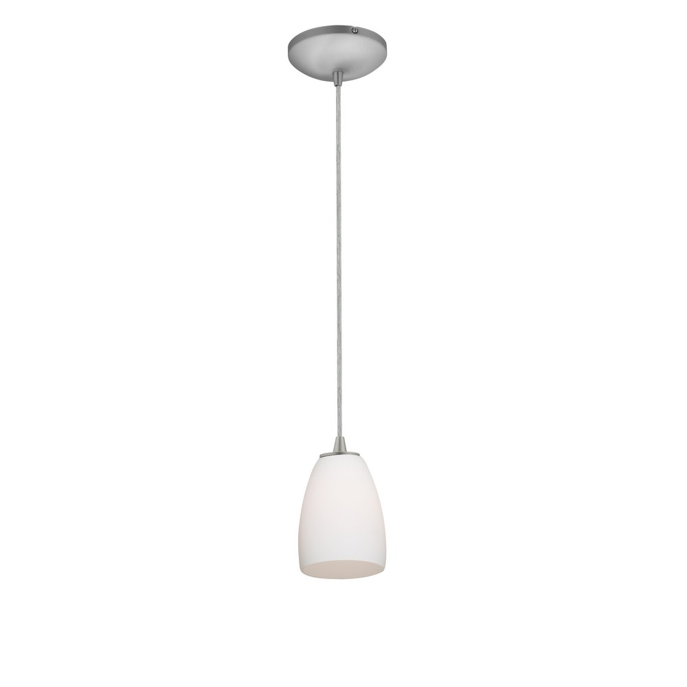 Access Lighting-28069-1C-BS/OPL-Sydney-One Light Cone Pendant (Cord Hung)-4.5 Inches Wide by 10 Inches Tall Brushed Steel Opal Oil Rubbed Bronze Finish with Amber Glass