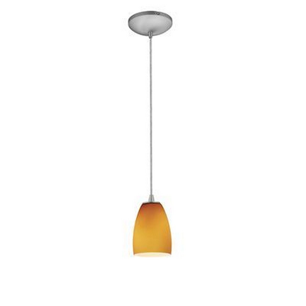 Access Lighting-28069-3C-BS/AMB-Sherry-11W 1 LED Cord Pendant-4.5 Inches Wide by 6 Inches Tall Brushed Steel Amber Oil Rubbed Bronze Finish