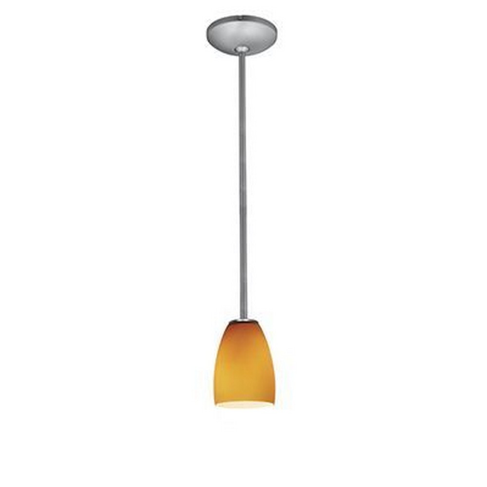 Access Lighting-28069-3R-BS/AMB-Sherry-11W 1 LED Rod Pendant-4.5 Inches Wide by 6 Inches Tall Brushed Steel Amber Oil Rubbed Bronze Finish