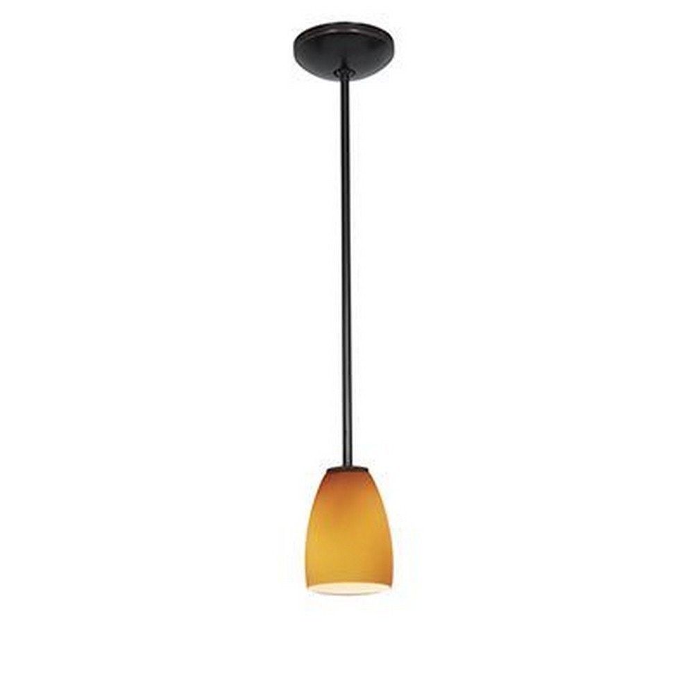 Access Lighting-28069-3R-ORB/AMB-Sherry-11W 1 LED Rod Pendant-4.5 Inches Wide by 6 Inches Tall Oil Rubbed Bronze Amber Oil Rubbed Bronze Finish