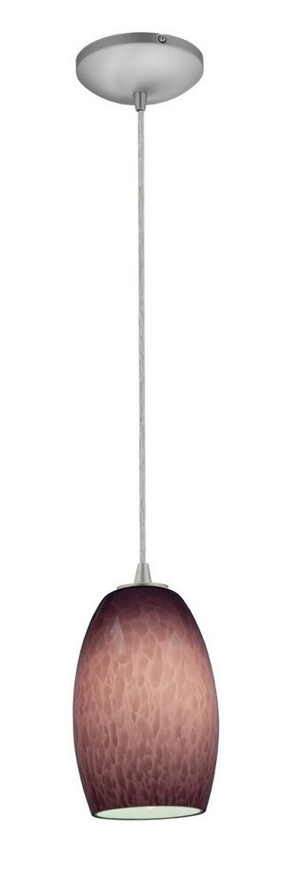 Access Lighting-28078-1C-BS/PLC-Sydney-One Light Cone Pendant (Cord Hung)-5 Inches Wide by 11 Inches Tall Brushed Steel  Oil Rubbed Bronze Finish with Plum Cloud Glass