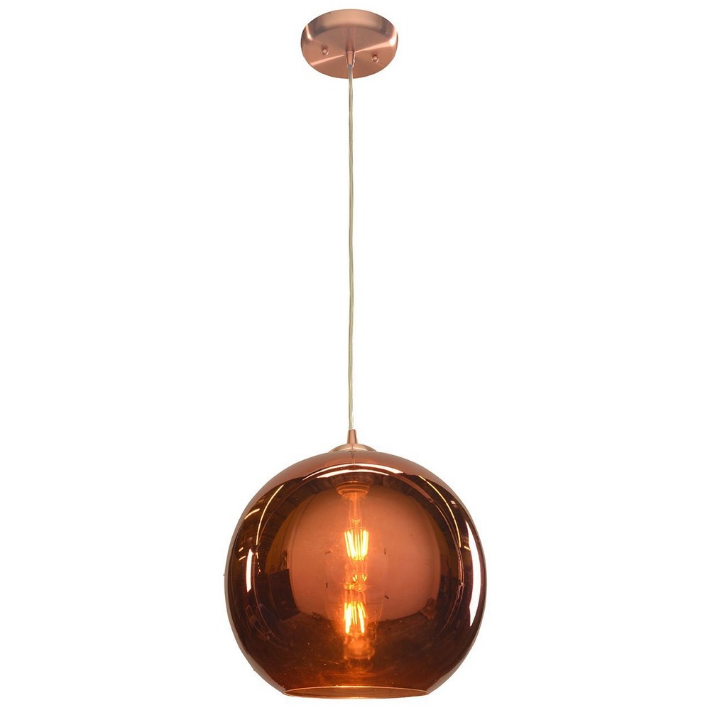 Access Lighting-28102-BCP/CP-Glow-One Light Large Pendant-12 Inches Wide By 12 Inches Tall   Brushed Copper Finish with Copper Glass