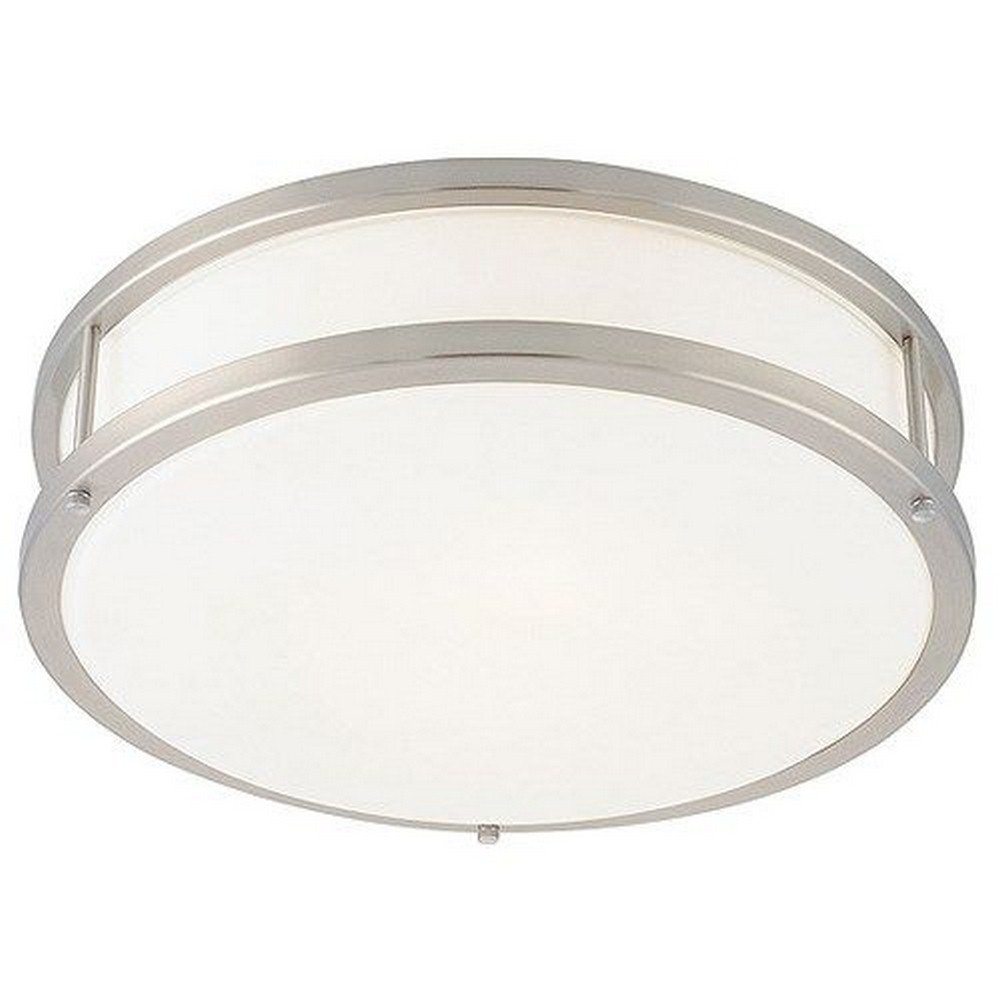Access Lighting-50080-BS/OPL-Conga Flush Mount-16 Inches Wide by 4.5 Inches Tall Brushed Steel  Brushed Steel Finish with Opal Glass