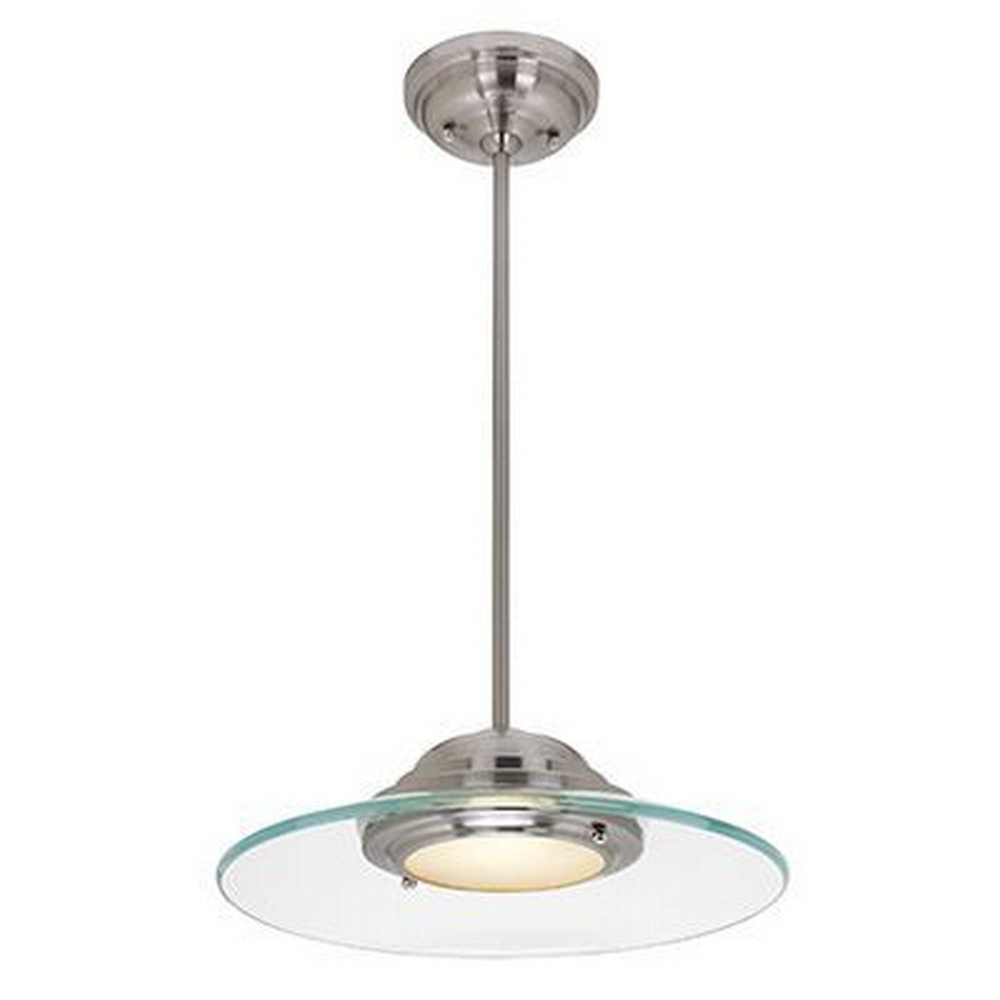 Access Lighting-50441LEDD-BS/8CL-Phoebe-15W 1 LED Convertible Semi-Flush Mount/Pendant-13.5 Inches Wide by 4 Inches Tall   Brushed Steel Finish with Clear Glass