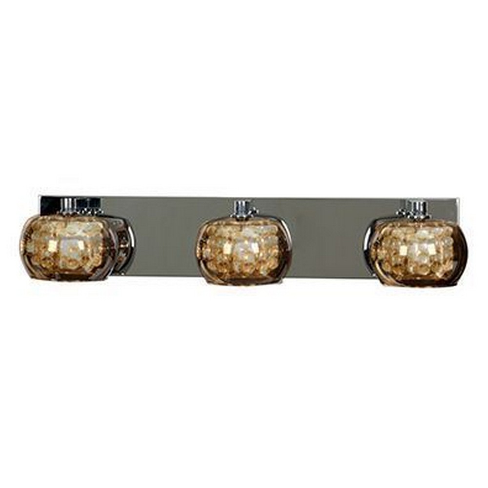 Access Lighting-52113-CH/MIR-Glam-Three Light Pendant-24 Inches Wide by 4.75 Inches Tall   Chrome Finish with Mirror Glass