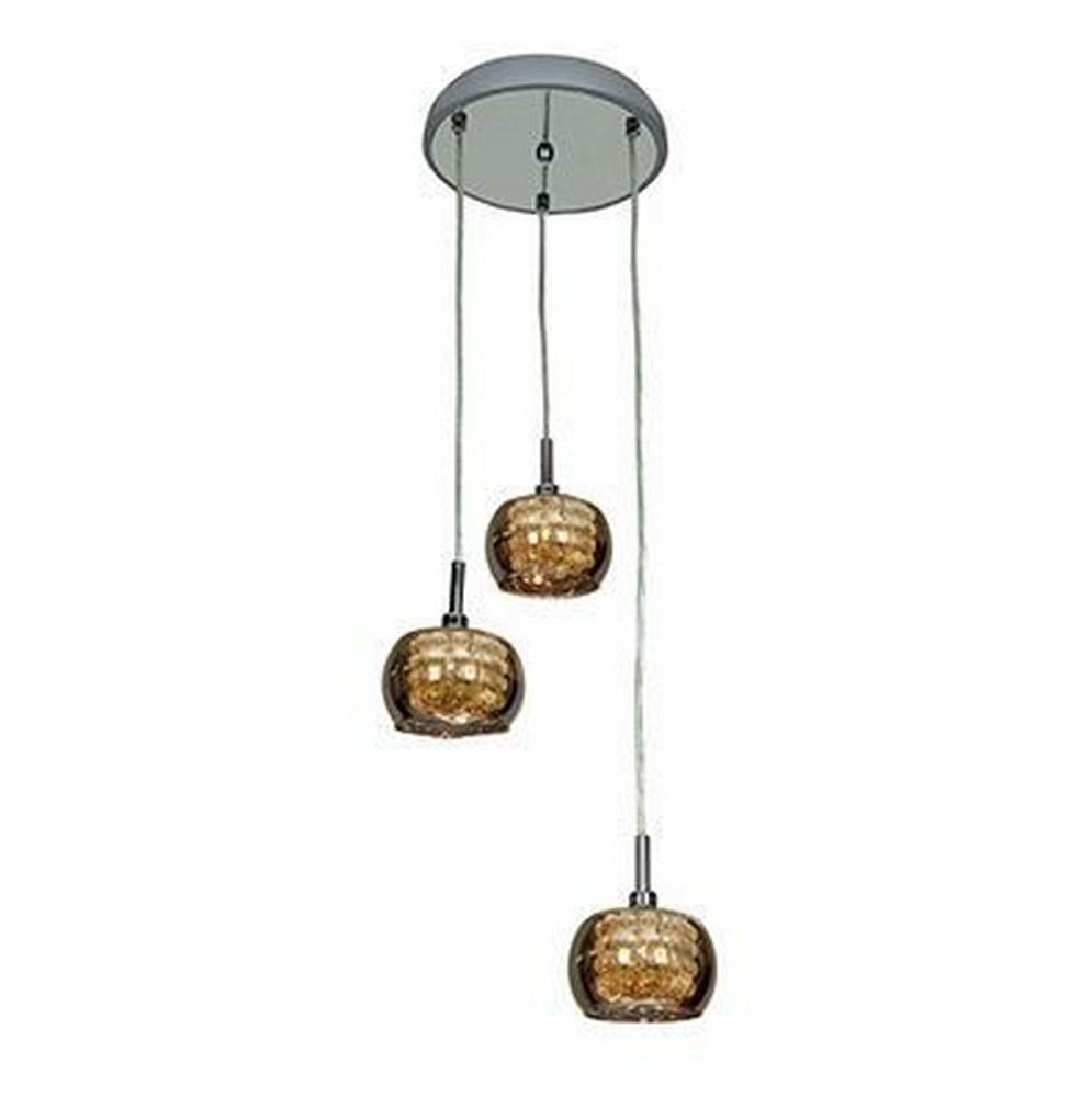 Access Lighting-52117-CH/MIR-Glam-Three Light Pendant-10 Inches Wide by 4.75 Inches Tall   Chrome Finish with Mirror Glass