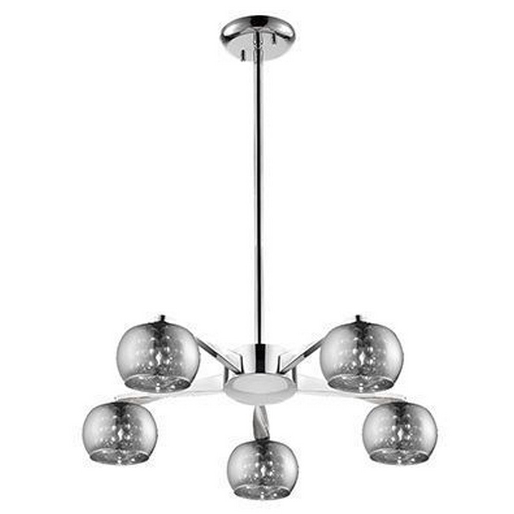 Access Lighting-52120-CH/MIR-Glam-Five Light Chandelier-22.8 Inches Wide by 5.5 Inches Tall   Chrome Finish with Mirror Glass