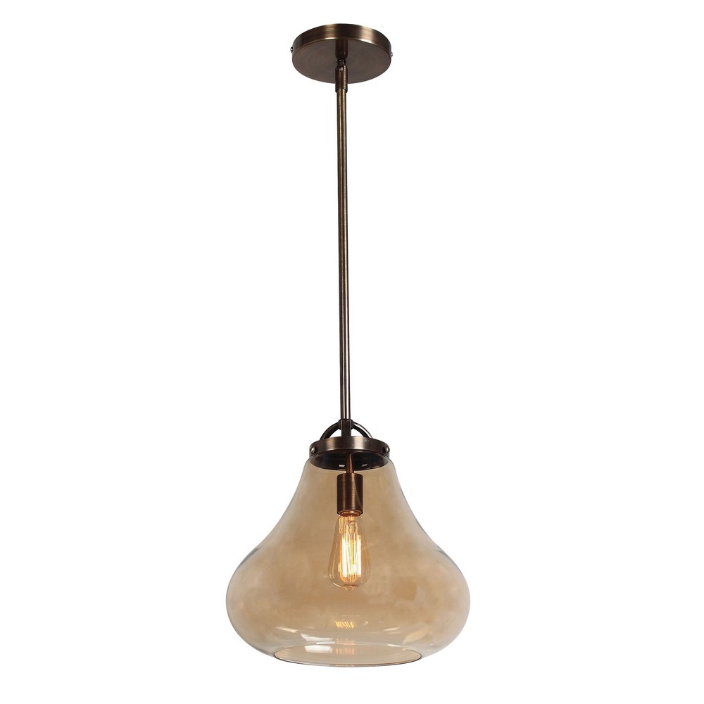 Access Lighting-55546-DBRZ/AMB-Flux-One Light Chandelier-13 Inches Wide Dark Bronze Amber Dark Bronze Finish with Amber Glass