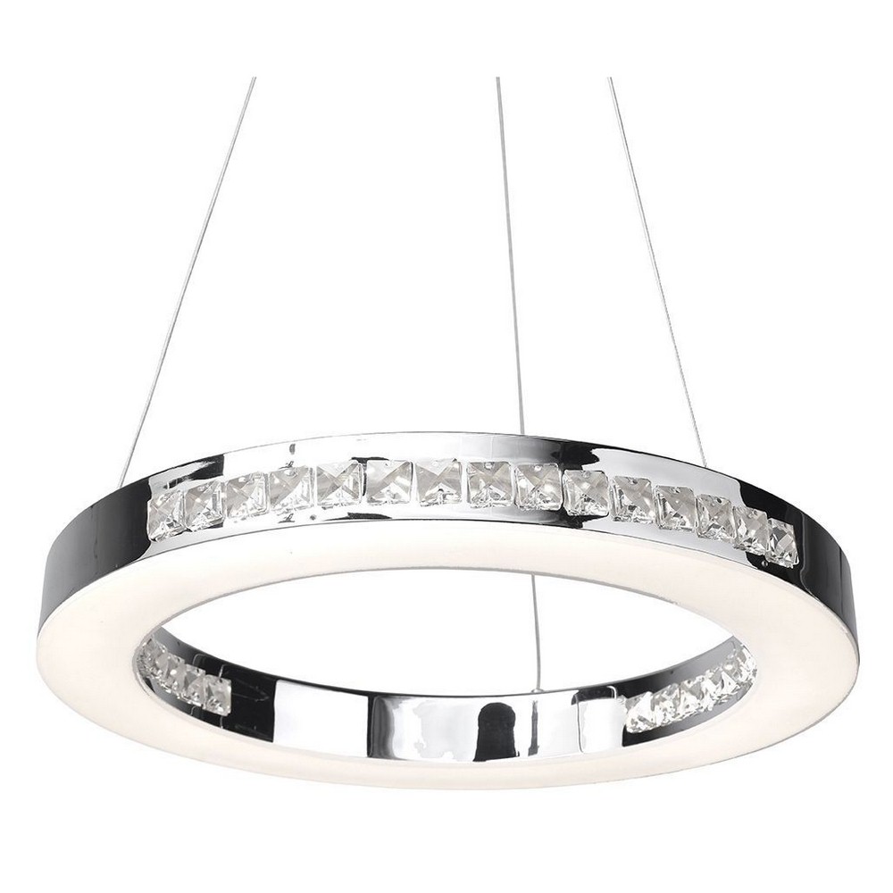 Access Lighting-62454LEDD-CH/CCL-Affluence-28.8W 1 Led Ring Pendant-15.7 Inches Wide By 2.6 Inches Tall   Chrome Finish with Frosted Glass