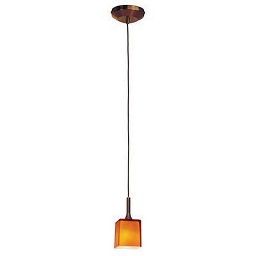 Access Lighting-96918-0-BRZ/AMB-Omega-One Light Pendant (Canopy Sold Separately)-3 Inches Wide by 3.5 Inches Tall   Bronze Finish with Amber Glass