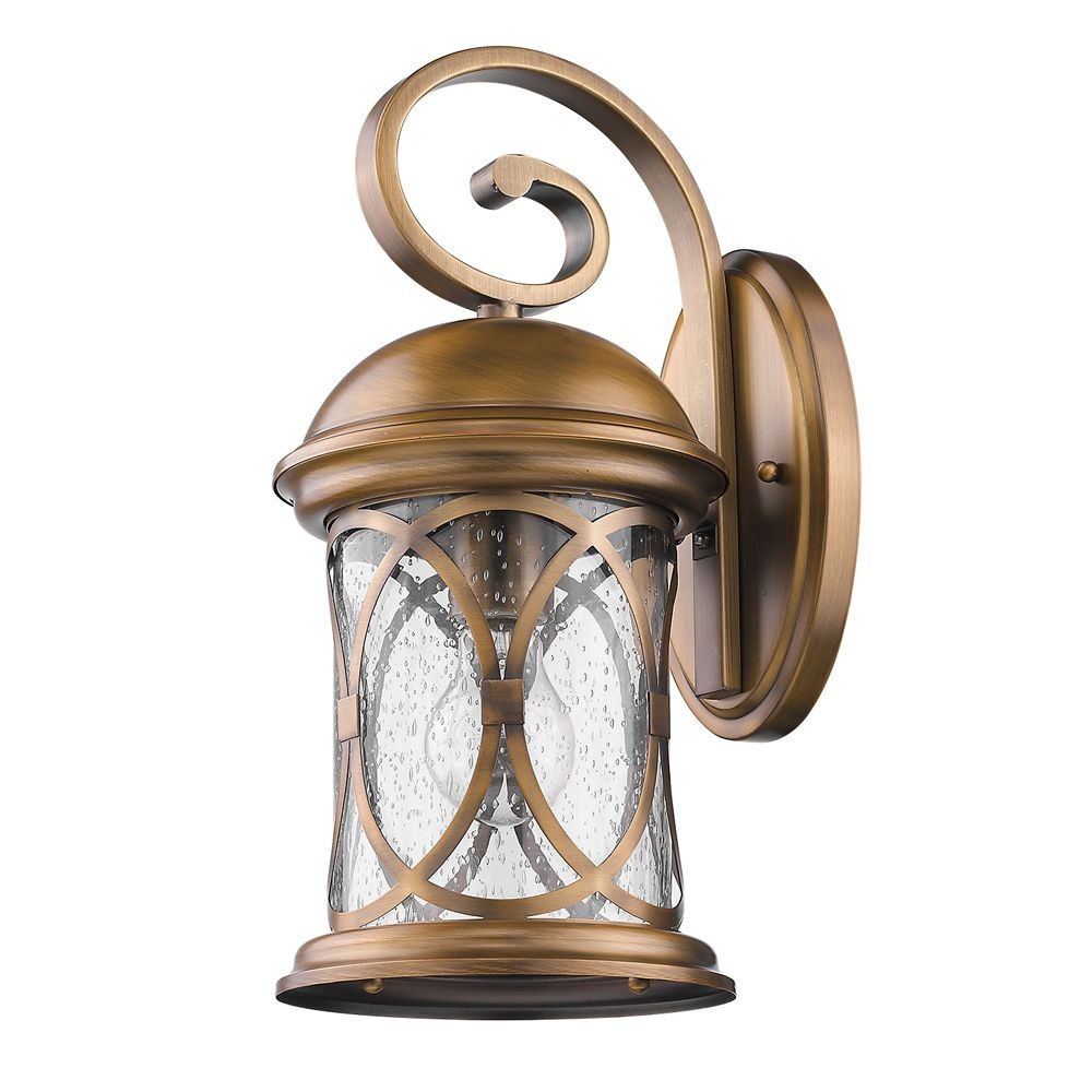 Acclaim Lighting-1530ATB-Lincoln - One Light Outdoor Wall Lantern in Classic Style - 7 Inches Wide by 15 Inches High   Antique Brass Finish with Seeded Glass