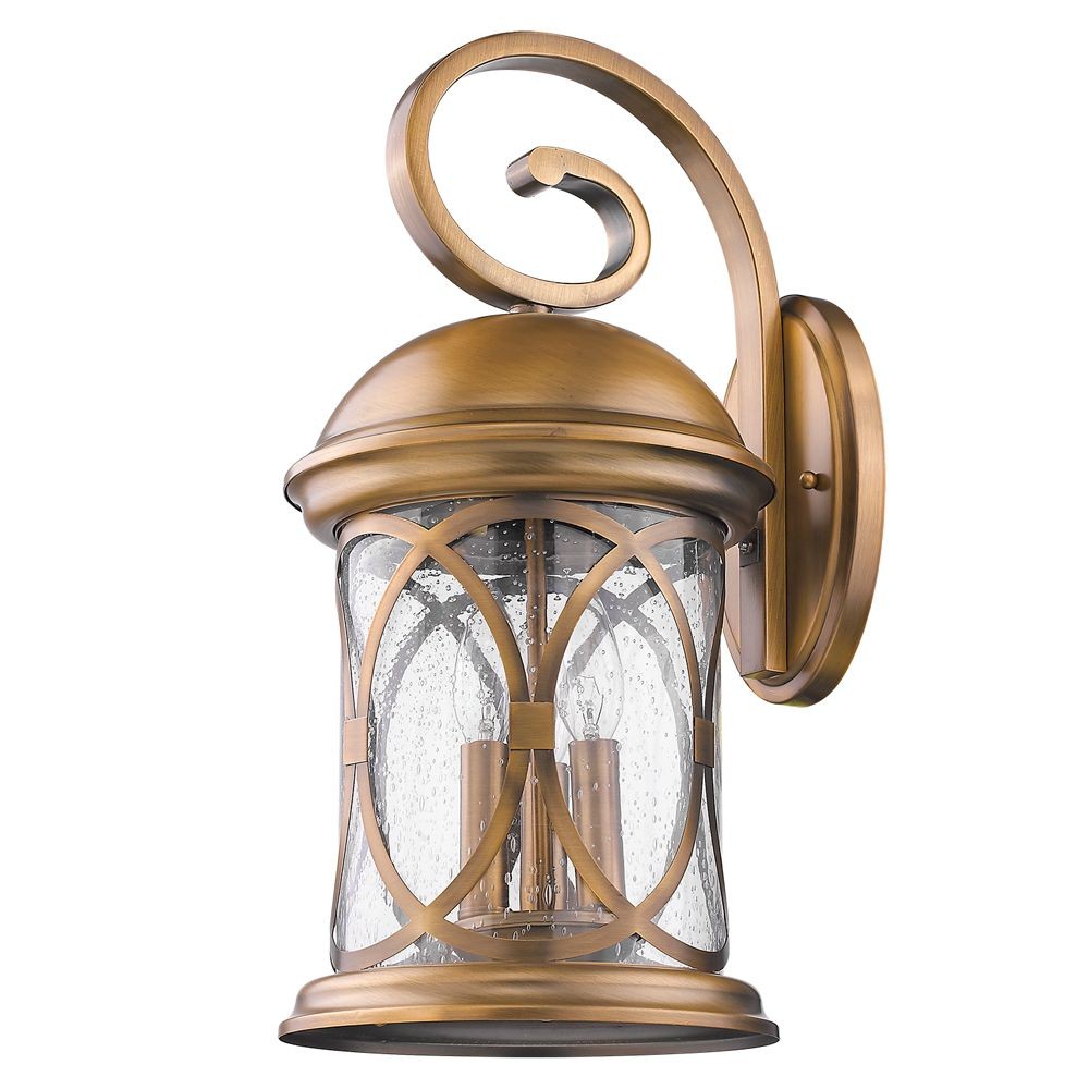 Acclaim Lighting-1531ATB-Lincoln - Three Light Outdoor Wall Lantern in Classic Style - 9 Inches Wide by 19 Inches High   Antique Brass Finish with Seeded Glass