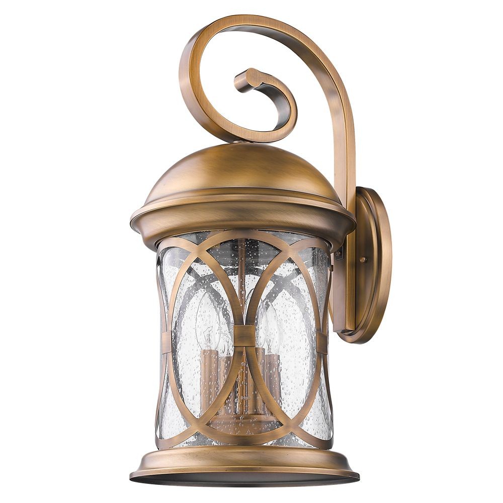 Acclaim Lighting-1532ATB-Lincoln - Four Light Outdoor Wall Lantern in Classic Style - 11 Inches Wide by 23 Inches High   Antique Brass Finish with Seeded Glass