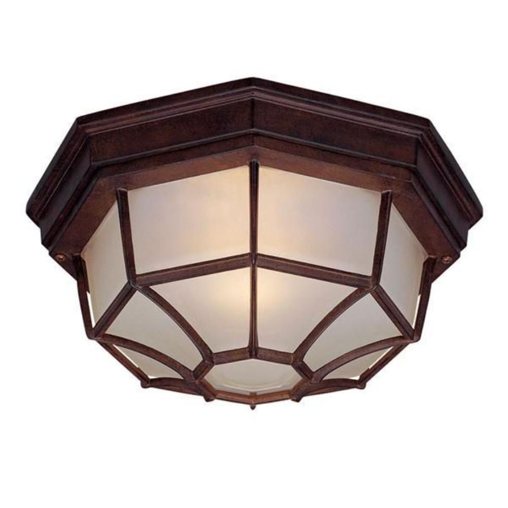 Acclaim Lighting-2002BW-Two Light Outdoor Flush Mount - 11 Inches Wide by 5 Inches High   Burled Walnut Finish with Frosted Glass