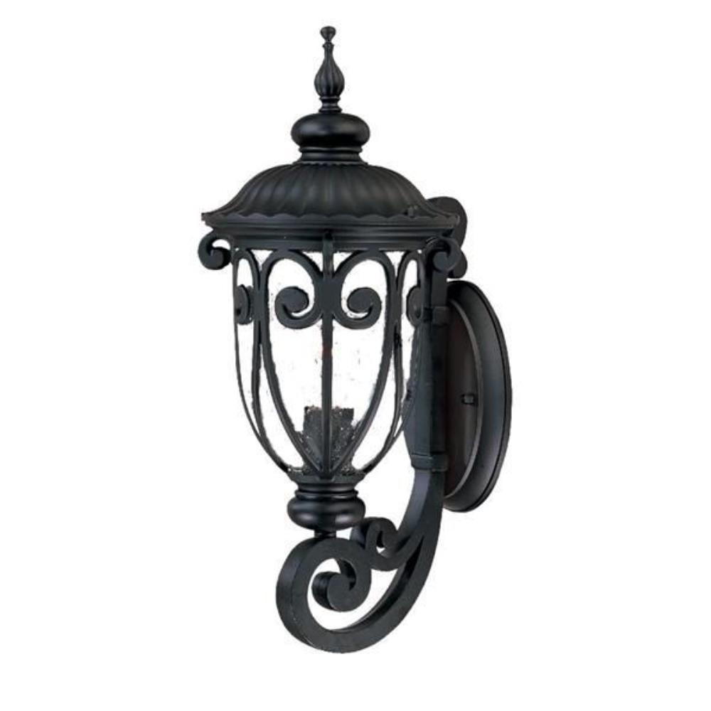Acclaim Lighting-2101BK-Naples - One Light Outdoor Wall Mount - 7.5 Inches Wide by 18 Inches High   Matte Black Finish with Clear Seeded Glass
