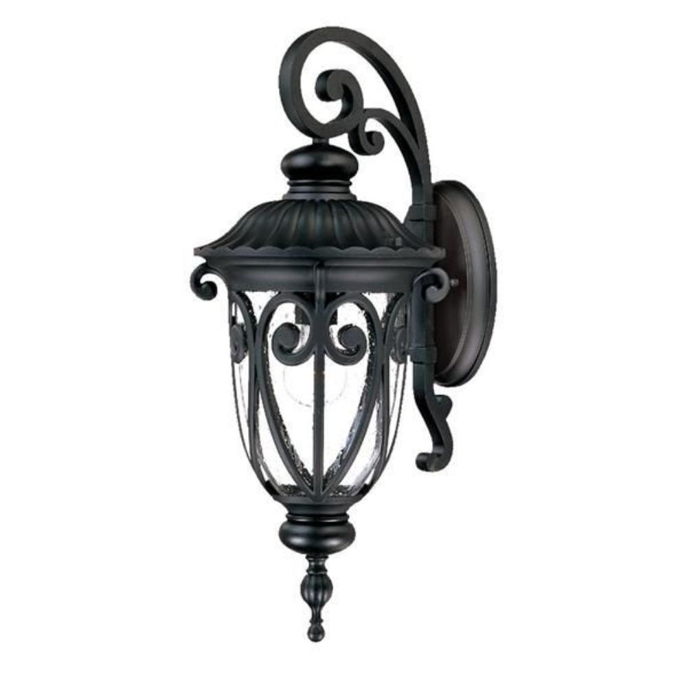 Acclaim Lighting-2112BK-Naples - One Light Outdoor Wall Mount - 9.38 Inches Wide by 22.75 Inches High   Matte Black Finish with Clear Seeded Glass