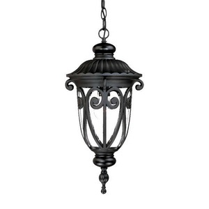 Acclaim Lighting-2116BK-Naples - One Light Outdoor Hanging Lantern - 9.38 Inches Wide by 20.5 Inches High   Matte Black Finish with Clear Seeded Glass