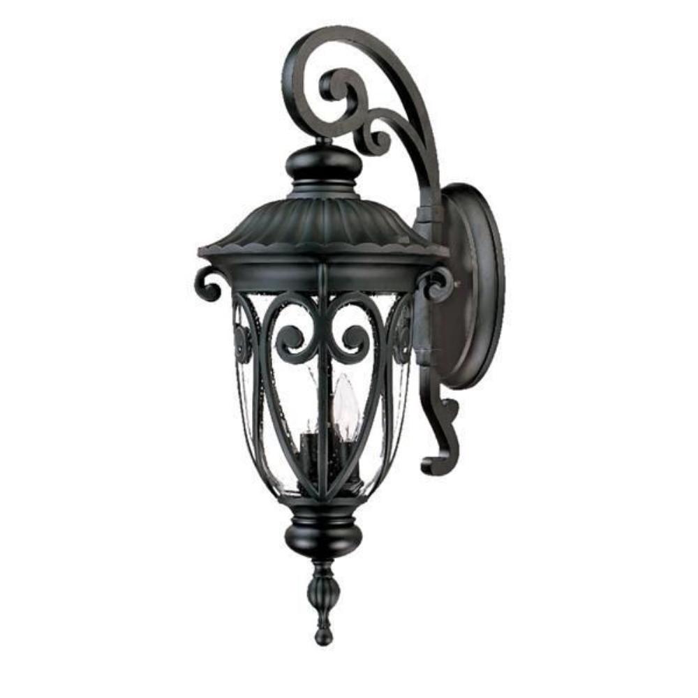 Acclaim Lighting-2122BK-Naples - Three Light Outdoor Wall Mount - 11.25 Inches Wide by 27.5 Inches High   Matte Black Finish with Clear Seeded Glass