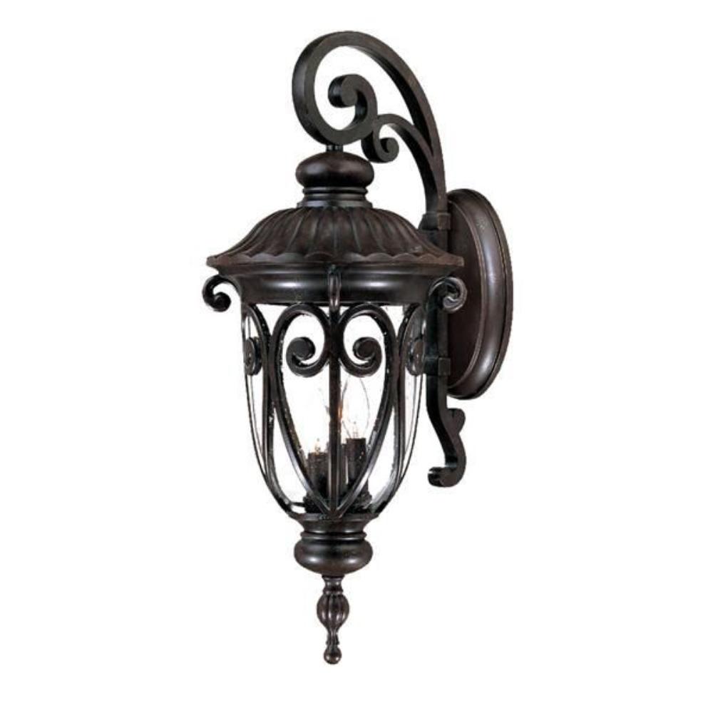 Acclaim Lighting-2122MM-Naples - Three Light Outdoor Wall Mount - 11.25 Inches Wide by 27.5 Inches High   Marbleized Mahogany Finish with Clear Seeded Glass