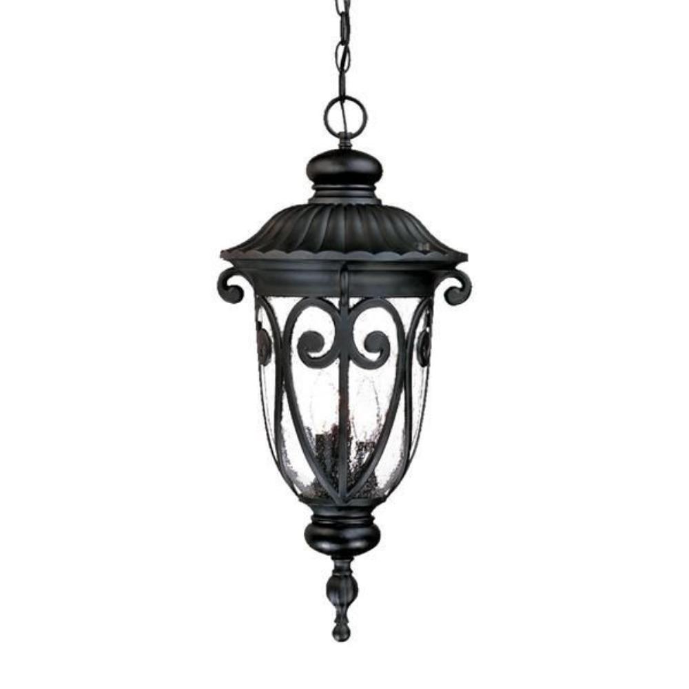 Acclaim Lighting-2126BK-Naples - Three Light Outdoor Hanging Lantern - 11.25 Inches Wide by 24.5 Inches High   Matte Black Finish with Clear Seeded Glass