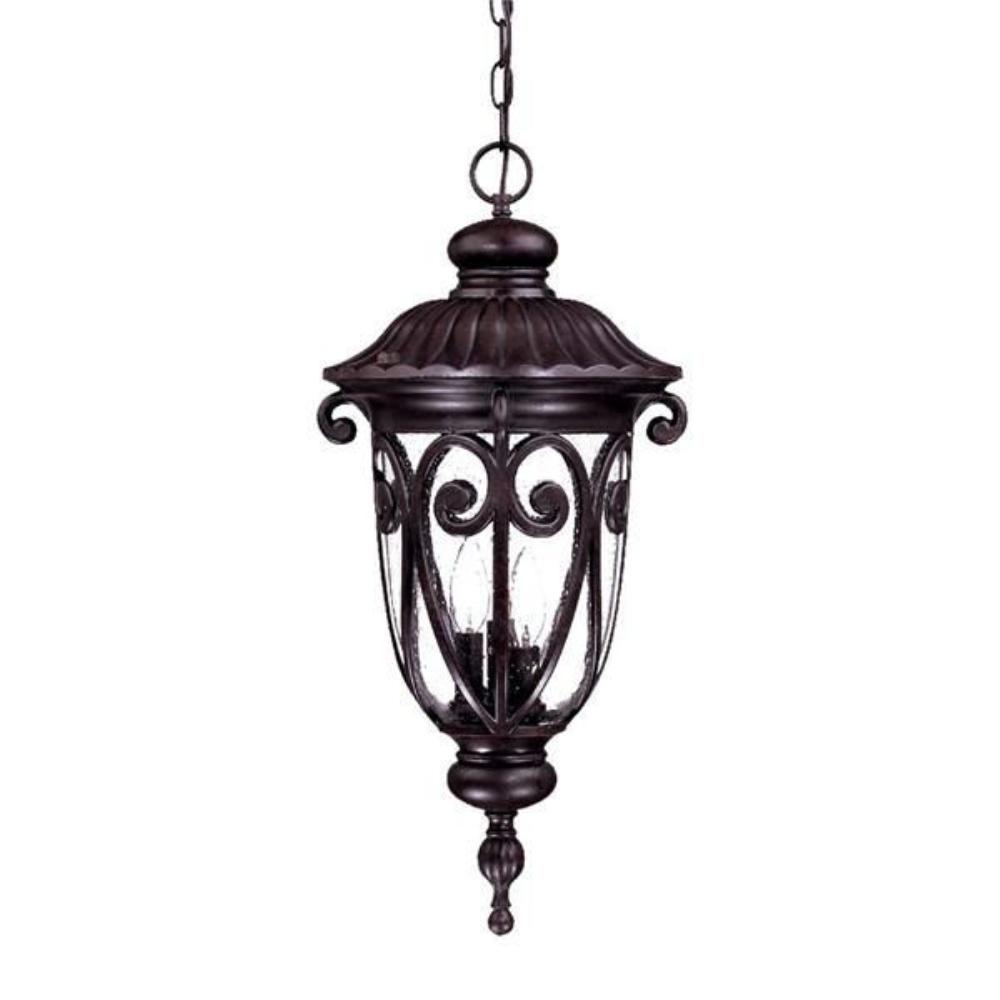 Acclaim Lighting-2126MM-Naples - Three Light Outdoor Hanging Lantern - 11.25 Inches Wide by 24.5 Inches High   Marbleized Mahogany Finish with Clear Seeded Glass