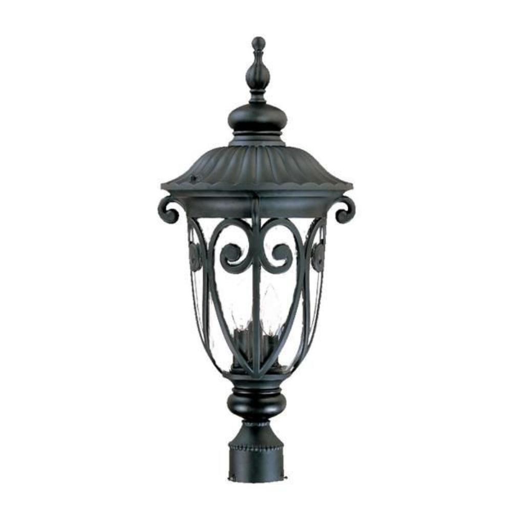 Acclaim Lighting-2127BK-Naples - Three Light Post - 11.25 Inches Wide by 25.75 Inches High   Matte Black Finish with Clear Seeded Glass