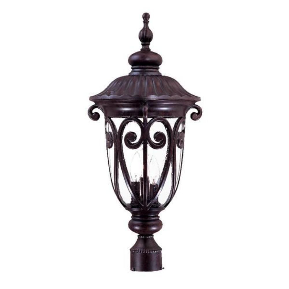 Acclaim Lighting-2127MM-Naples - Three Light Post - 11.25 Inches Wide by 25.75 Inches High   Marbleized Mahogany Finish with Clear Seeded Glass