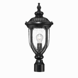 Acclaim Lighting-2217BK-Laurens - One Light Post Lantern - 9 Inches Wide by 21.25 Inches High   Matte BlackFinish with Clear Seeded Glass