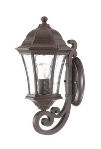 Acclaim Lighting-3601BC-Waverly - One Light Outdoor Wall Mount - 8 Inches Wide by 16.5 Inches High   Black Coral Finish with Hammered Water Glass