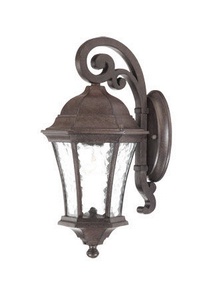 Acclaim Lighting-3602BC-Waverly - One Light Outdoor Wall Mount - 8 Inches Wide by 16.5 Inches High   Black Coral Finish with Hammered Water Glass