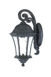 Acclaim Lighting-3602BK-Waverly - One Light Outdoor Wall Mount - 8 Inches Wide by 16.5 Inches High Matte Black  Black Coral Finish with Hammered Water Glass