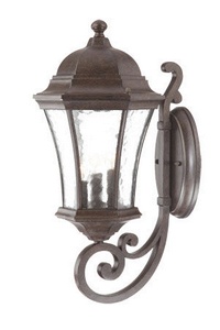 Acclaim Lighting-3611BC-Waverly - Three Light Outdoor Wall Mount - 8 Inches Wide by 19.5 Inches High   Black Coral Finish with Hammered Water Glass