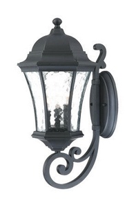 Acclaim Lighting-3611BK-Waverly - Three Light Outdoor Wall Mount - 8 Inches Wide by 19.5 Inches High Matte Black  Black Coral Finish with Hammered Water Glass