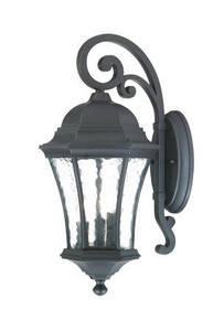 Acclaim Lighting-3612BK-Waverly - Three Light Outdoor Wall Mount - 9.25 Inches Wide by 19.5 Inches High Matte Black  Black Coral Finish with Hammered Water Glass