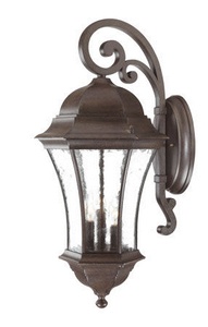 Acclaim Lighting-3622BC-Waverly - Three Light Outdoor Wall Mount - 12.5 Inches Wide by 26.75 Inches High Black  Black Coral Finish with Hammered Water Glass