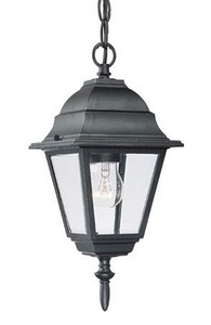 Acclaim Lighting-4006BK-Builders Choice - One Light Outdoor hanging Lantern - 6 Inches Wide by 14 Inches High Matte Black  Textured White Finish with Clear Beveled Glass