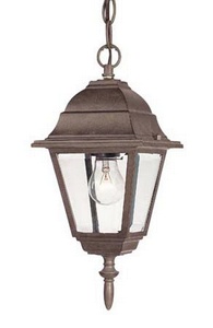 Acclaim Lighting-4006BW-Builders Choice - One Light Outdoor hanging Lantern - 6 Inches Wide by 14 Inches High Burled Walnut  Textured White Finish with Clear Beveled Glass