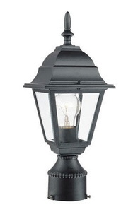 Acclaim Lighting-4007BK-Builders Choice - One Light Post - 6 Inches Wide by 14 Inches High Matte Black  Burled Walnut Finish with Clear Beveled Glass