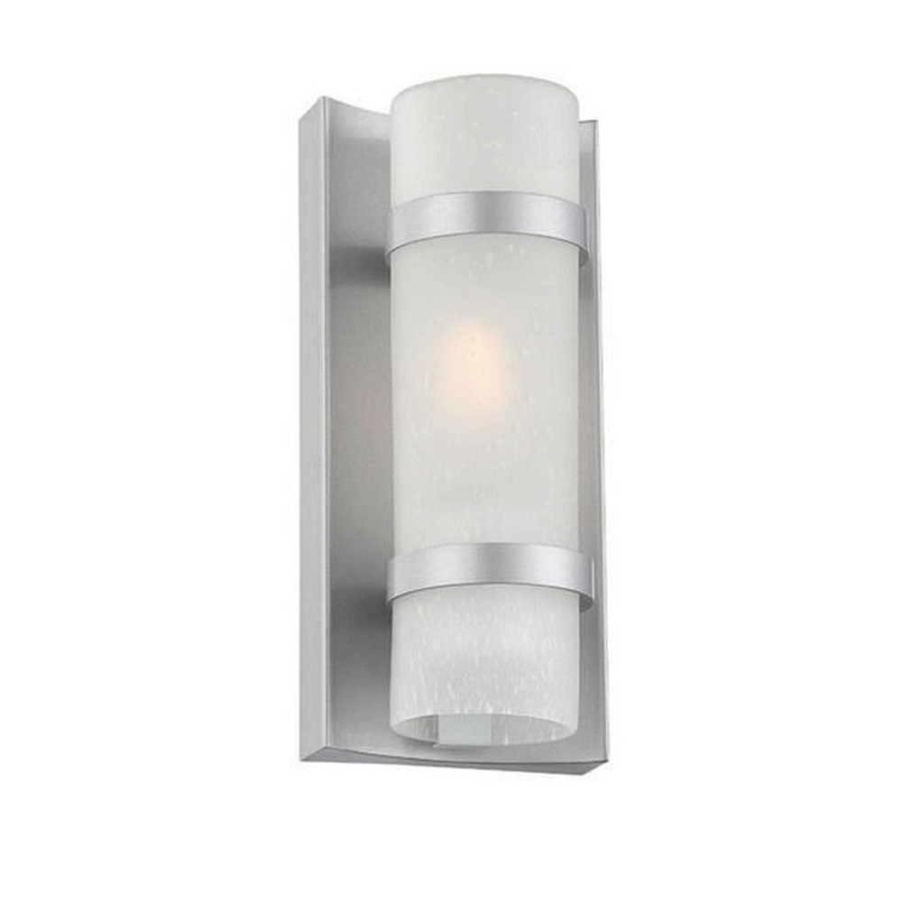 Acclaim Lighting-4700BS-Apollo - One Light Extra Small Wall Lantern in Modern Style - 4.25 Inches Wide by 9.75 Inches High Brushed Silver  Brushed SilverFinish with Frosted Seeded Glass