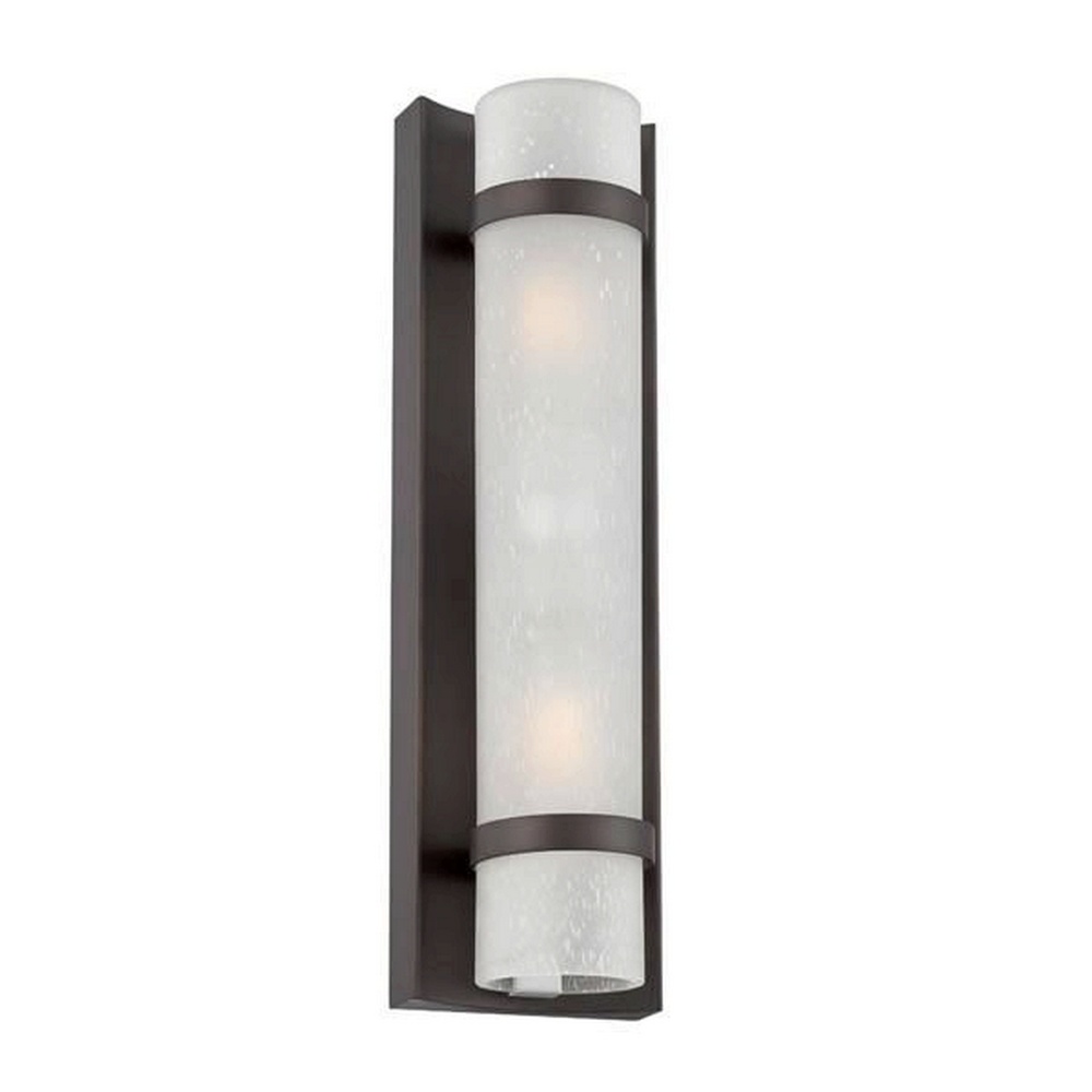 Acclaim Lighting-4701ABZ-Apollo - Two Light Small Wall Lantern in Modern Style - 4.38 Inches Wide by 15.38 Inches High Architectural Bronze  Brushed SilverFinish with Frosted Seeded Glass