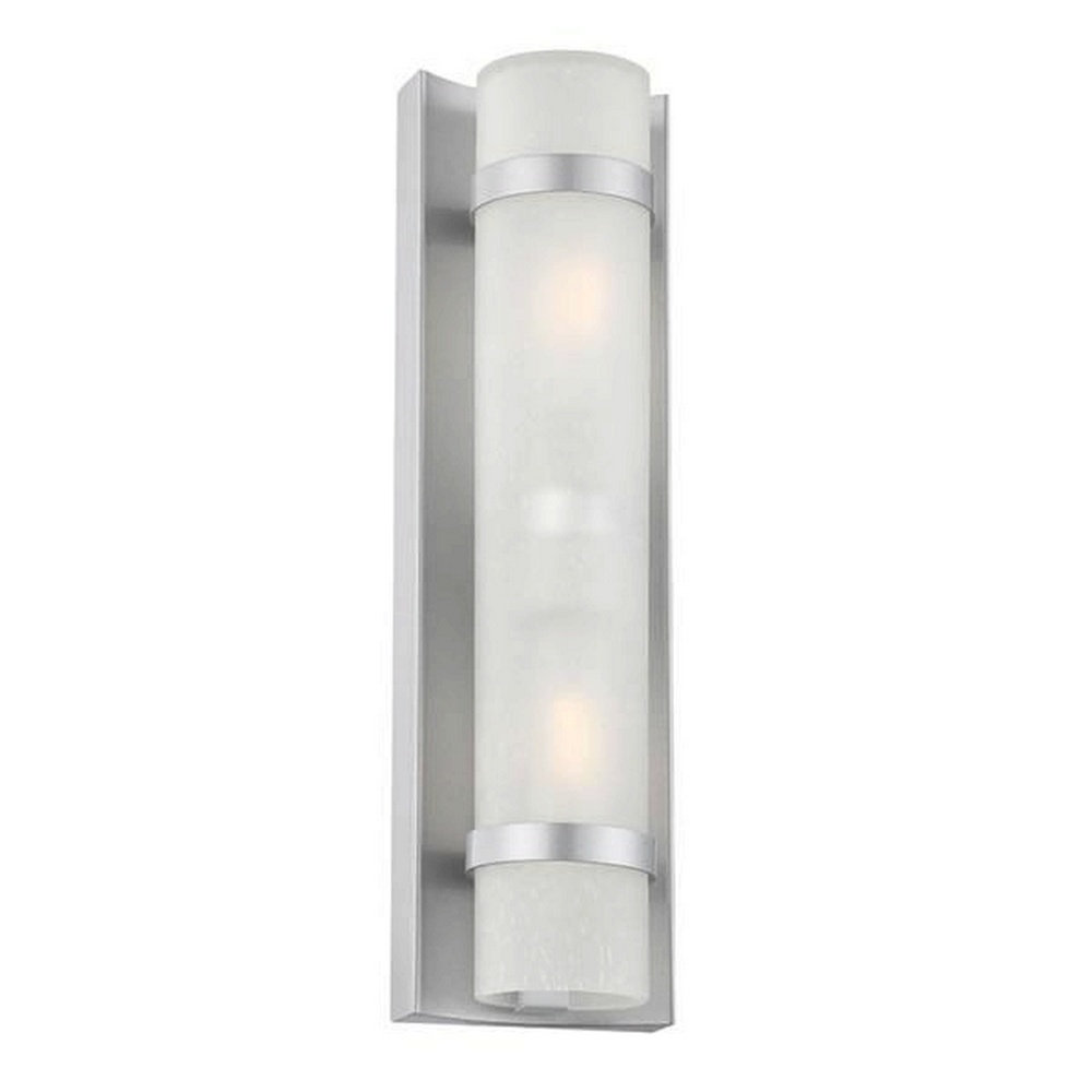 Acclaim Lighting-4701BS-Apollo - Two Light Small Wall Lantern in Modern Style - 4.38 Inches Wide by 15.38 Inches High Brushed Silver  Brushed SilverFinish with Frosted Seeded Glass